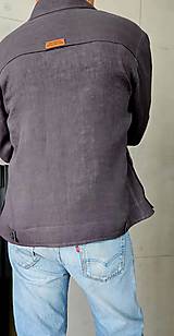 Bundy a kabáty - Ľanová overshirt STEEL - unisex - 17693531_