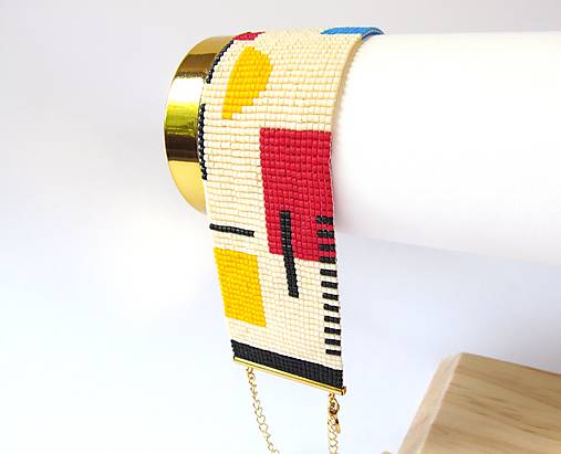 Náramky - Ručne Tkaný Miyuki Náramok "Bauhaus" - 17693707_