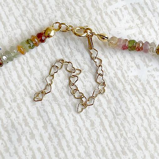 Multicolour Tourmaline AAA Rondelle Necklace AG925 Gold Plated / Náhrdelník turmalín rondelky, pozlátený AG925 E005
