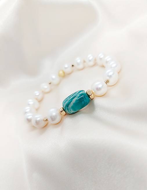 Náramky - Perlový náramok s amazonitom - 17696281_