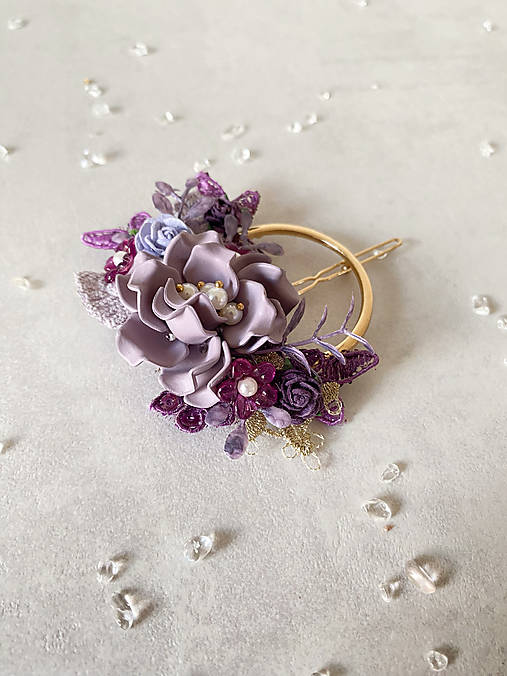 Kvetinová glam sponka "purpurové stmievanie”