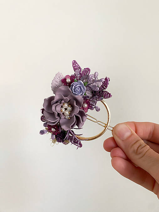 Kvetinová glam sponka "purpurové stmievanie”