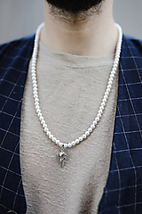 Pánske šperky - shell perlový unisex náhrdelník - lebka - 17698052_