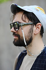 Iné šperky - unisex perlová retiazka na okuliare - shell perly - 17698083_