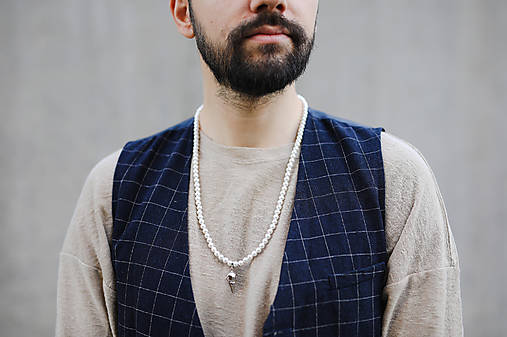 Pánske šperky - shell perlový unisex náhrdelník - lebka - 17698051_