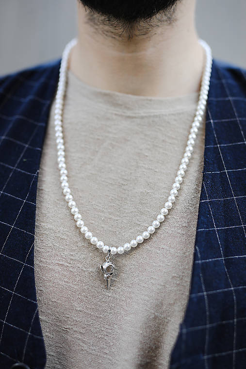 shell perlový unisex náhrdelník - lebka