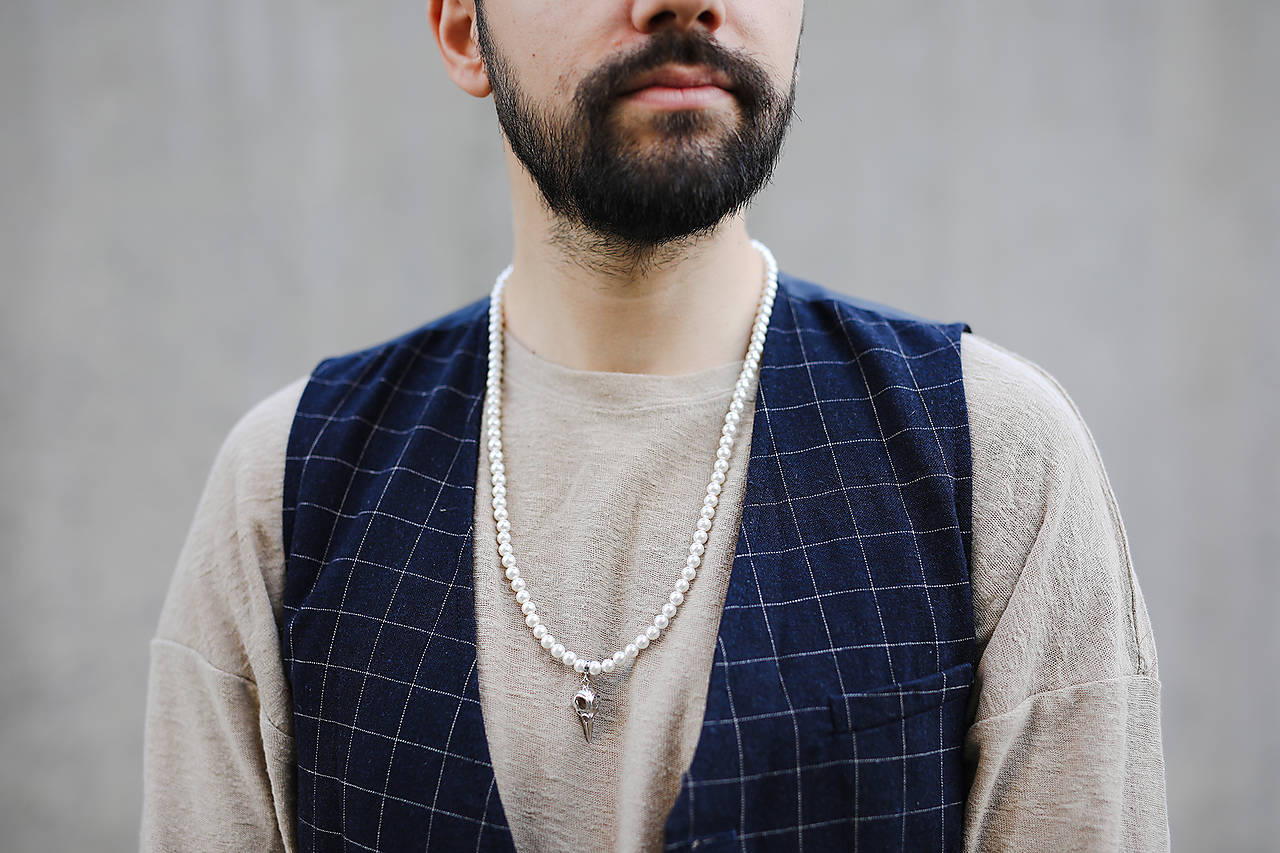 shell perlový unisex náhrdelník - lebka