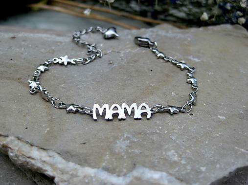 Náramky - Jemný nerezový náramok (MAMA, č. 4308) - 17699205_