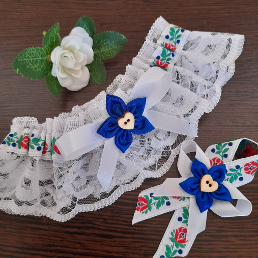 Spodná bielizeň - Svadobný podväzok folkový - 17697936_