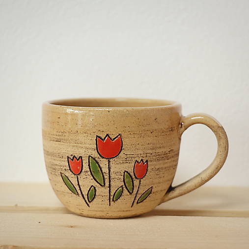 Keramický hrnček Tulipány
