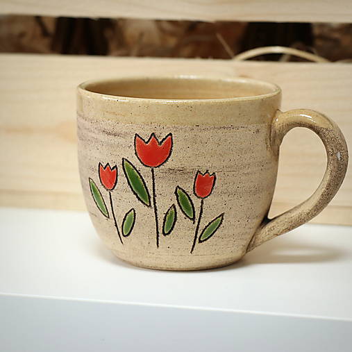 Keramický hrnček Tulipány