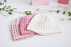 Detské čiapky - Letná pletená čiapka pre bábätko - ružové odtiene - 17701597_