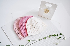 Detské čiapky - Letná pletená čiapka pre bábätko - ružové odtiene - 17701598_