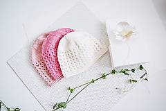 Detské čiapky - Letná pletená čiapka pre bábätko - ružové odtiene - 17701599_