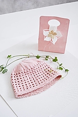 Detské čiapky - Letná pletená čiapka pre bábätko - ružové odtiene - 17701606_