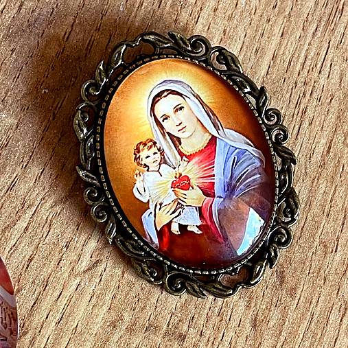 Vintage Saint Mary Brooch / Brošňa s Madonou