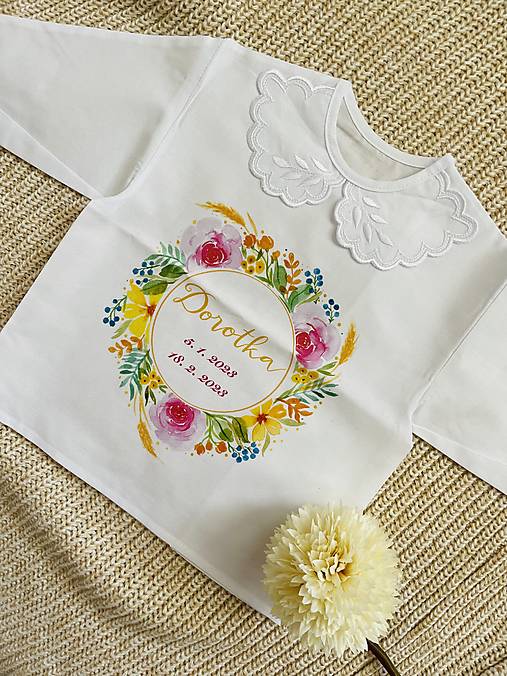 Detské oblečenie - Krstná Košieľka - "Kvetinový Veniec" - 17705347_