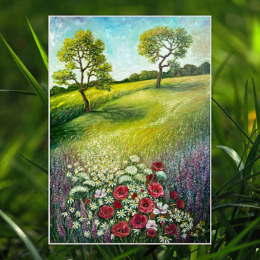 Obrazy - Lúka s makmi-olej 70x50 - 17704219_