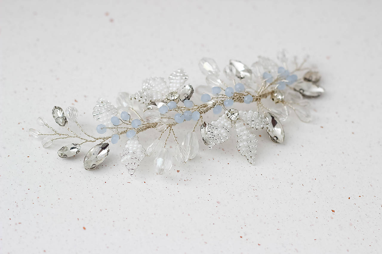 Svadobný hrebienok/aplikácia do vlasov (Aplikácia 15x6,5 cm)