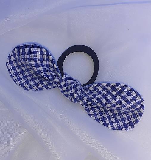 Ozdoby do vlasov - Károvaná gumička s mašlou upcyklovaná - 17706454_