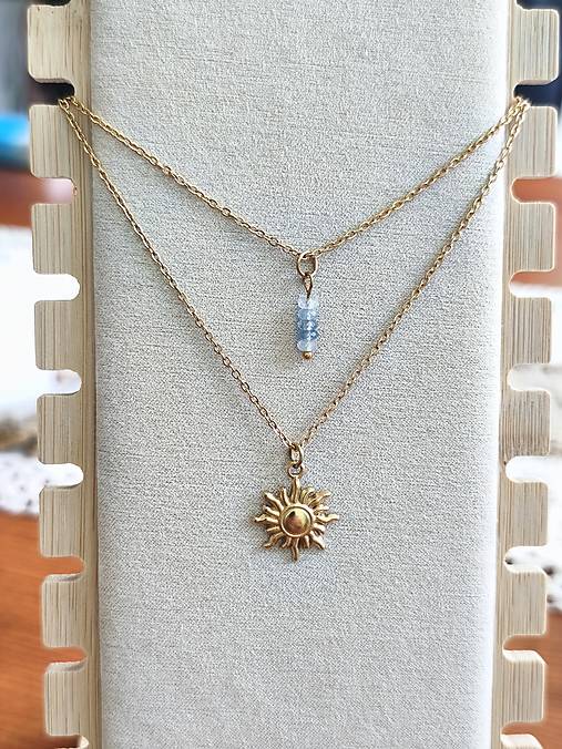 Náhrdelníky - Retiazka slnko, akvamarín  - 17708760_