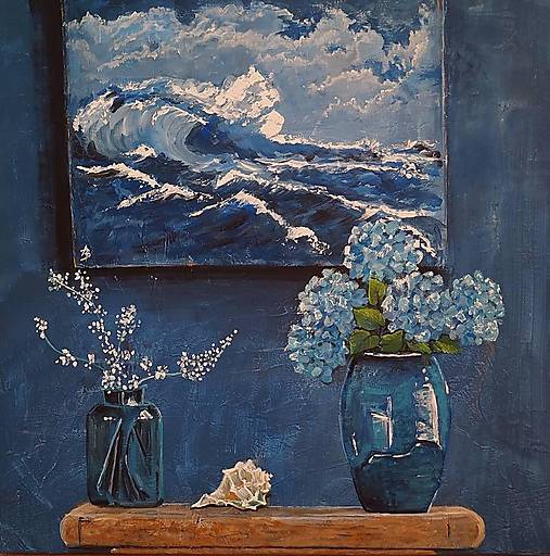 Obrazy - Modré zátišie - 17708108_