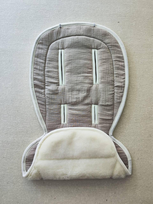 Detský textil - Podložka do kočíka ROAN Ivi  100% ovčie rúno MERINO TOP SUPER WASH Natural 100% Bavlna Mušelin Beige  - 17709495_