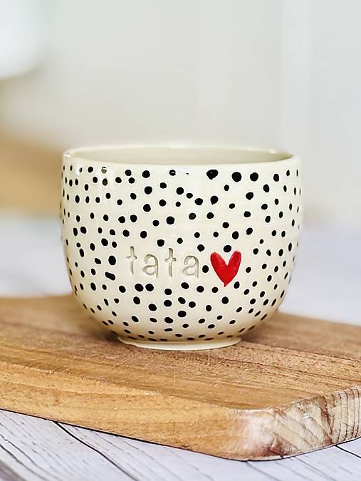 Čierne Bodky - pohárik cappuccino tata (200ml, bez uška)