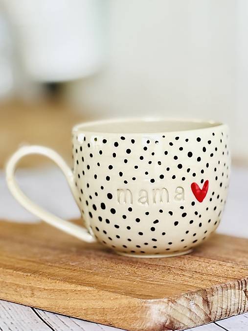 Čierne Bodky - šálka cappuccino mama (200ml, s uškom)
