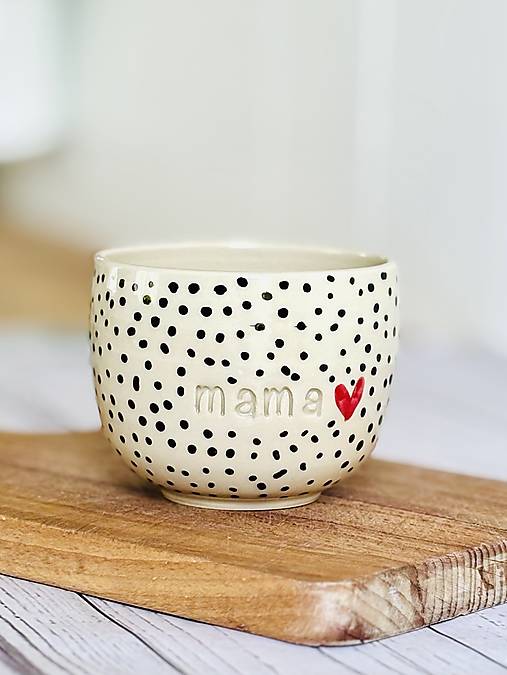 Čierne Bodky - pohárik cappuccino mama (200ml, bez uška!