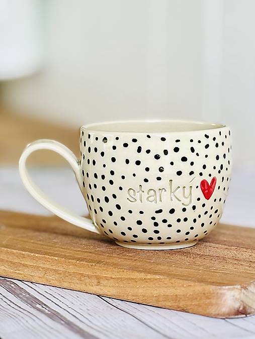 Čierne Bodky - šálka cappuccino starký (200ml, s uškom)