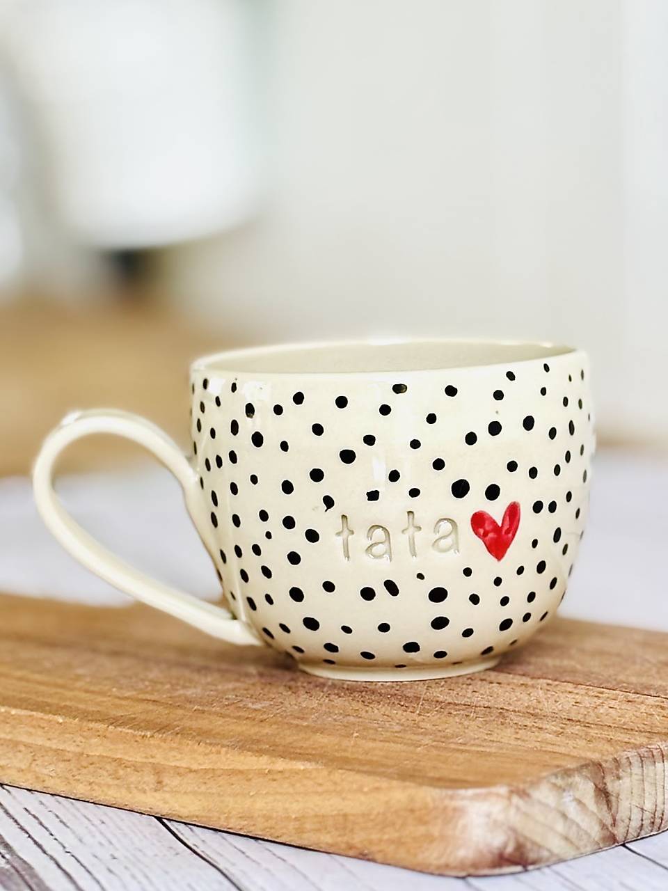 Čierne Bodky - šálka cappuccino tata (200ml, s uškom)