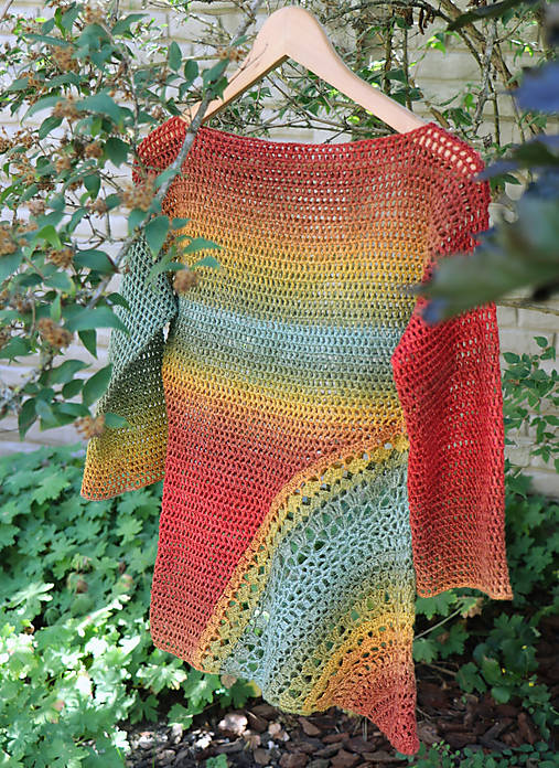 Blúzky a košele - Háčkovaná ľanová tunika s mandalou - 17711126_