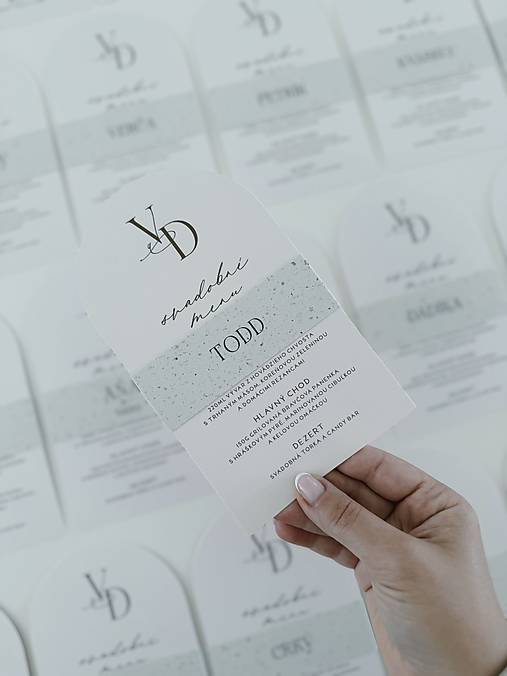 Papiernictvo - Svadobné menu DL polkruh + menovka - 17710005_