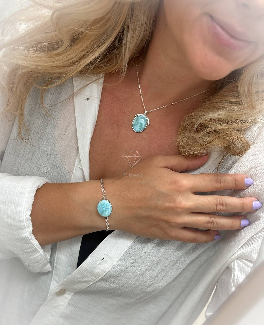 Strieborná 925/1000 súprava s larimarom