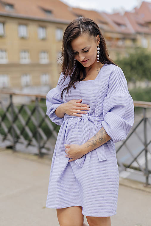 Oblečenie na dojčenie - Šaty na dojčenie "Maison Waffle" - lila - 17711989_