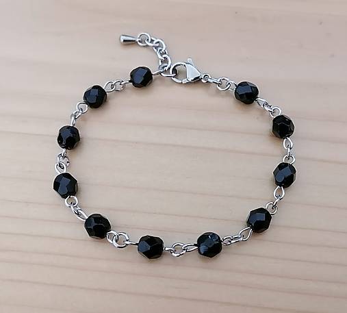 Náramky - Náramok - čierne brúsené korálky - chirurgická oceľ  - 17714633_