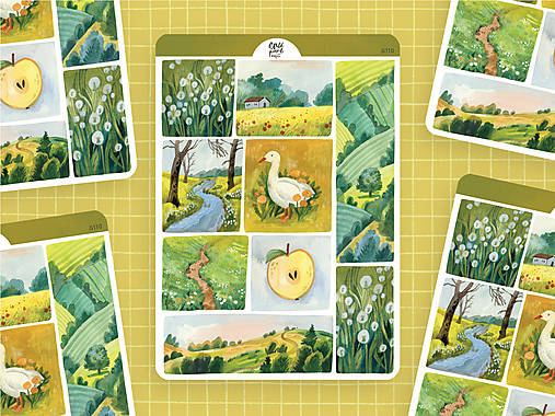 Papier - Samolepky "krajinky zelené"  - 17714978_