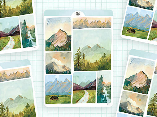 Papier - Samolepky "horské krajiny"  - 17714984_