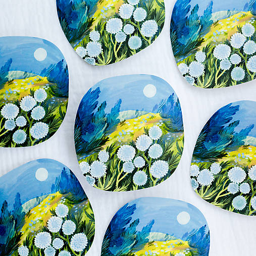 Papier - Samolepka / vodeodolná "Na lúke v noci" - 17715008_