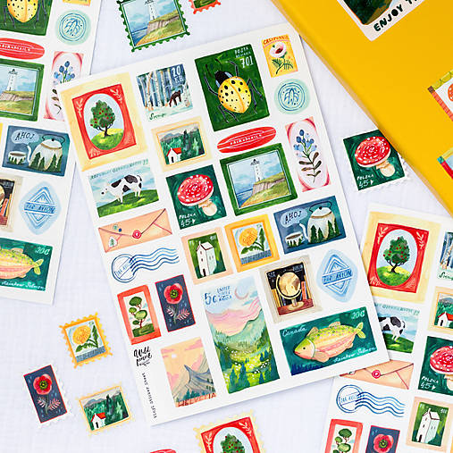 Papier - Samolepky / vodeodolné "Známky" - 17715026_