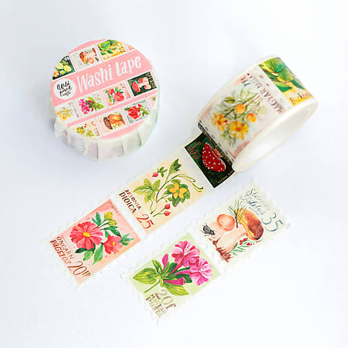 Papier - Washi páska - Botanické známky - 17715050_
