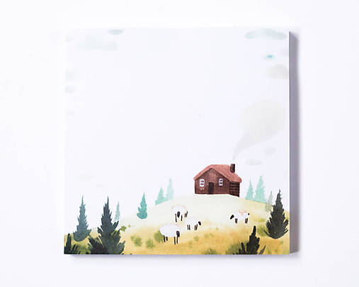 Papier - Lepiaci bloček "na horách s ovečkami"  - 17715176_