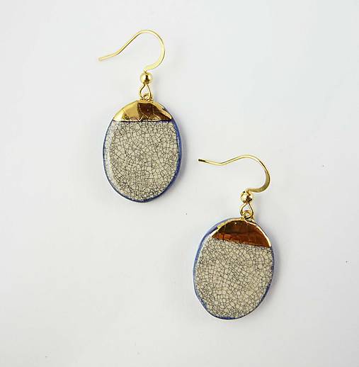 Náušnice - TANA hand made jewellery - keramika/zlato - 17715756_