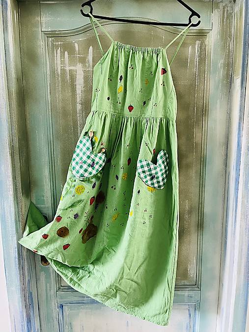 Šaty - Ľanové šaty maľované): Ovocie - 17717159_