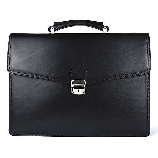 Pánske tašky - Kožená pracovná aktovka v čiernej farbe - 17716983_