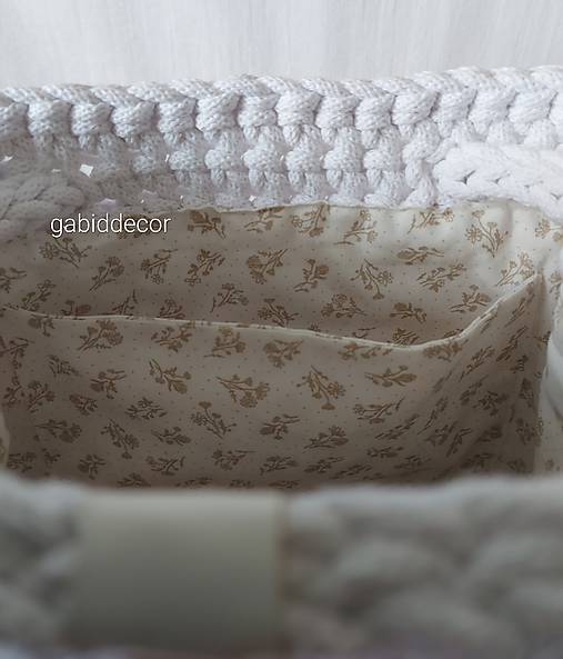 Kabelka/taška z kvalitných šnúr Gabi Elegant - vyskladaj si kabelku  (Kabelka/taška z kvalitných šnúr Gabi Elegant vyskladaj si kabelku - biela + 100 % bavlnená podšívka)