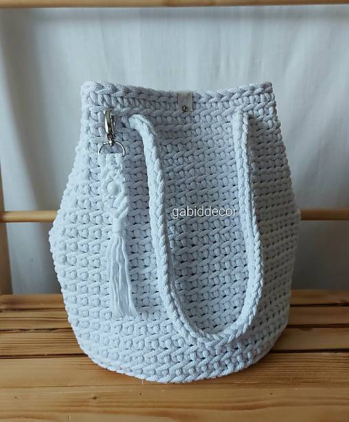 Kabelka/taška z kvalitných šnúr Gabi Elegant - vyskladaj si kabelku  (Kabelka/taška z kvalitných šnúr Gabi Elegant vyskladaj si kabelku - biela + 100 % bavlnená podšívka)