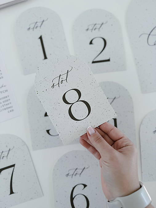 Papiernictvo - Čísla na stoly polkruh terazzo - 17718986_