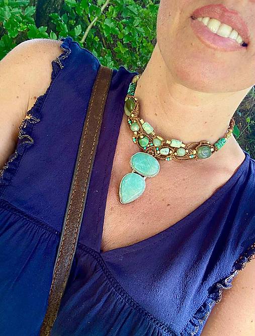 Náhrdelníky - Náhrdelník Amazonit a Aventurín v striebre 925 - 17719999_